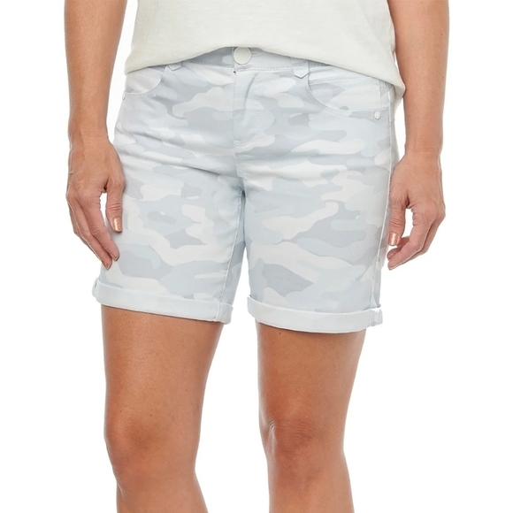 Democracy Absolution Camo Gray Olive Green Mid Rise Shorts Tummy Control Stretch - Picture 4 of 10